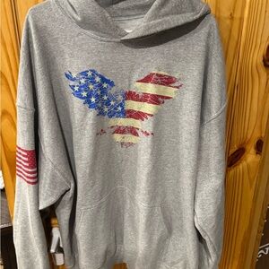 Gray Hoodie with American Flag Design